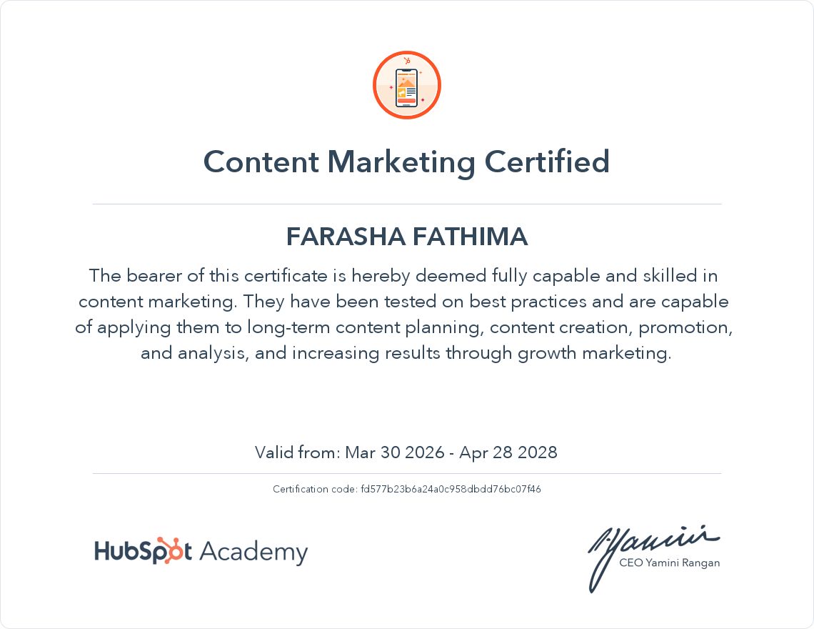 Inbound Marketing Certification - Certificate 2